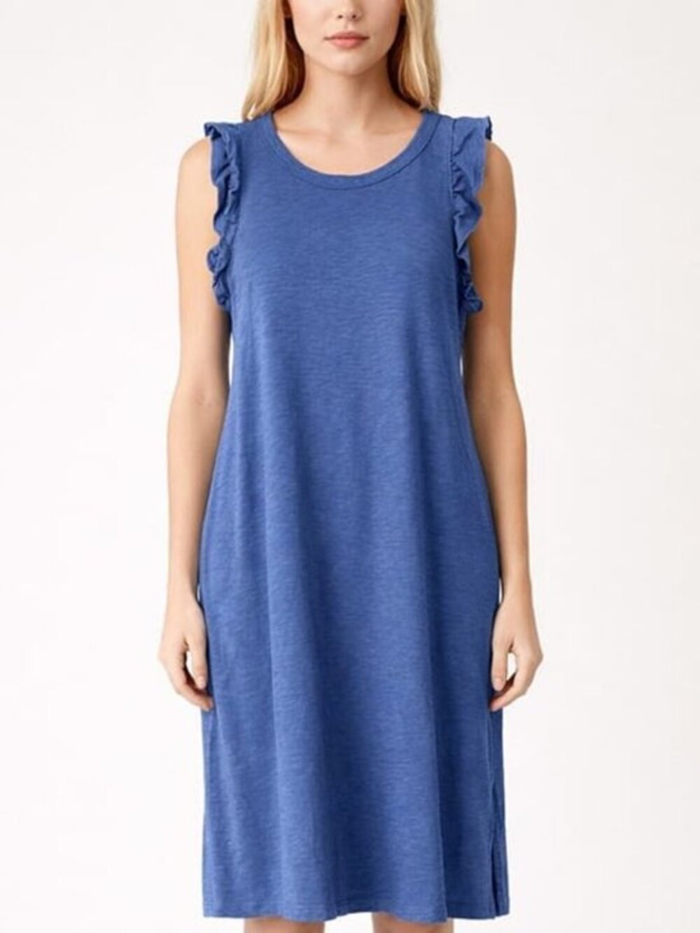 Blue Ruffle Sleeve Cotton - Picture 2 of 3